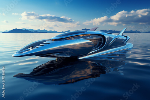 Futuristic modern transportation boat