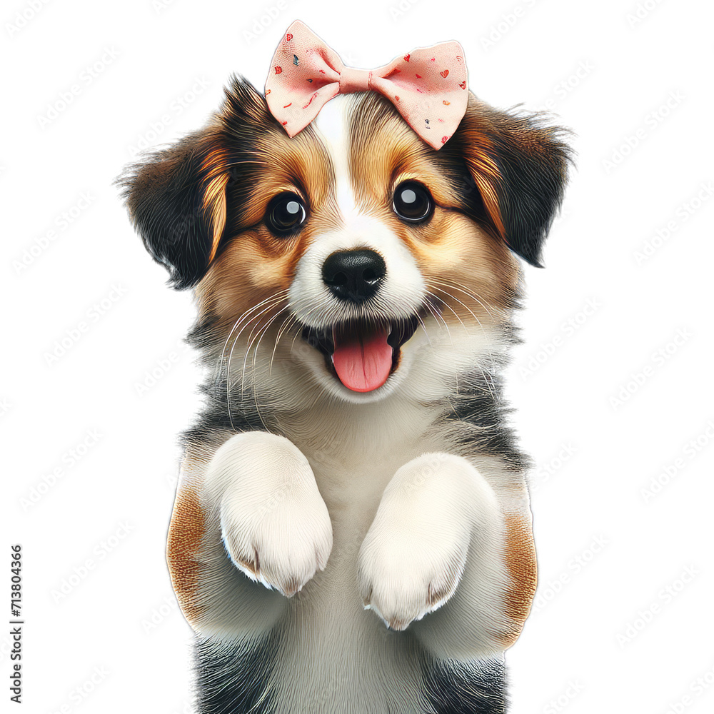 Chihuahua Puppy Pink Ribbon Portrait Isolated on transparent Background Chihuahua Puppy Pink Ribbon Portrait Isolated on transparent Background