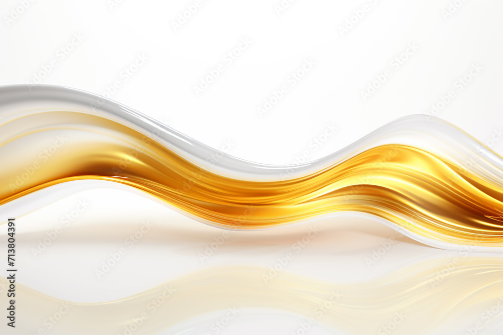 Fototapeta premium Shining modern gold wave design on white background.