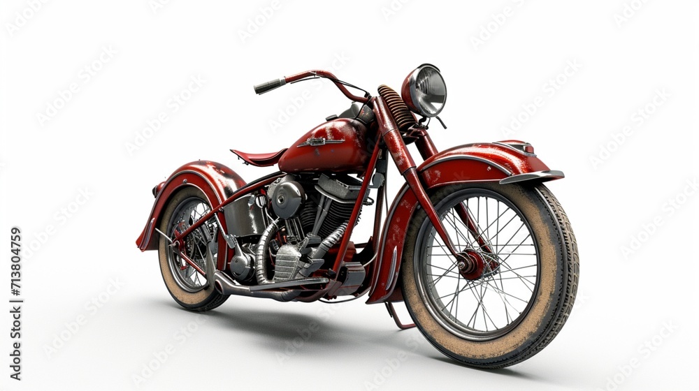 red motorcycle isolated on white background