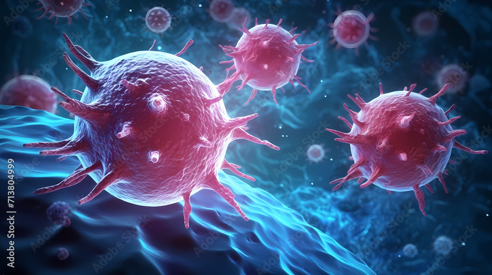 Virus cells abstract science concept, medical research background
