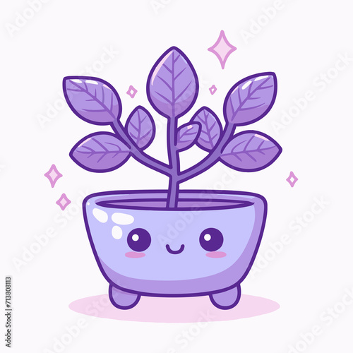 Cute plant in a pot  decorative flowerpot  Vector flat cartoon character illustration icon design  generative ai