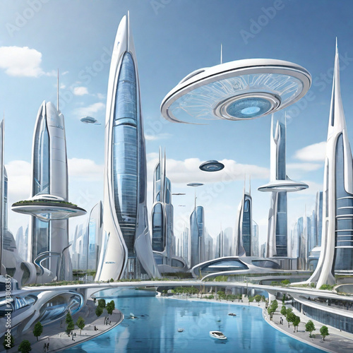 AI generated Futuristic city of the future