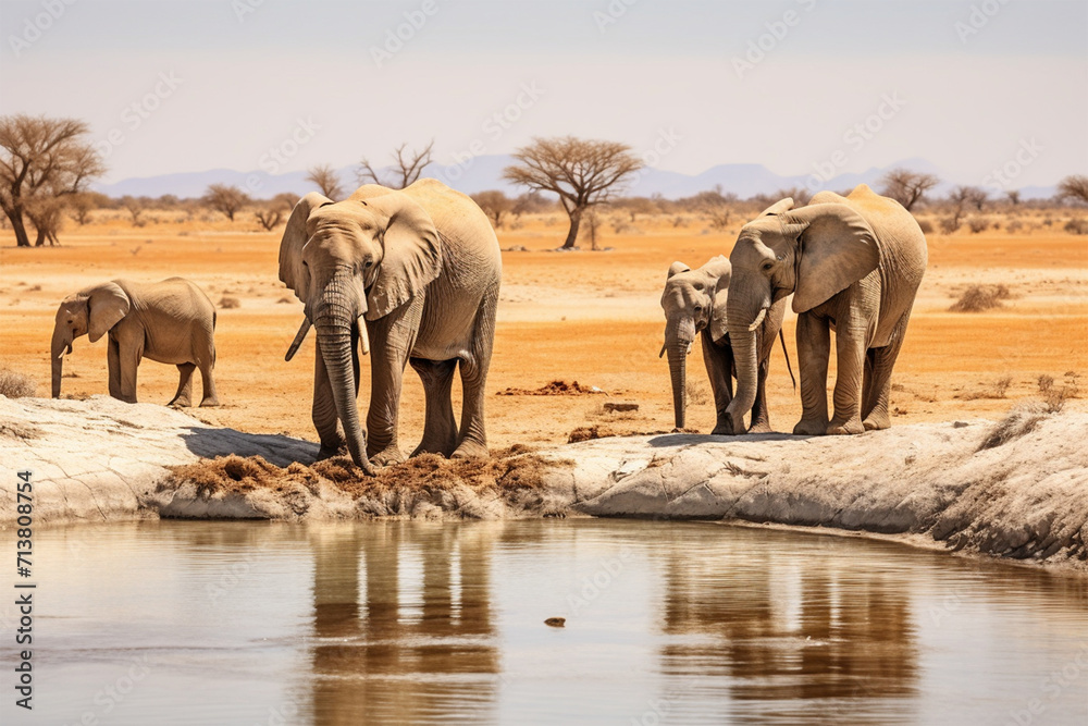 Photo of animals drinking water in a water puddle