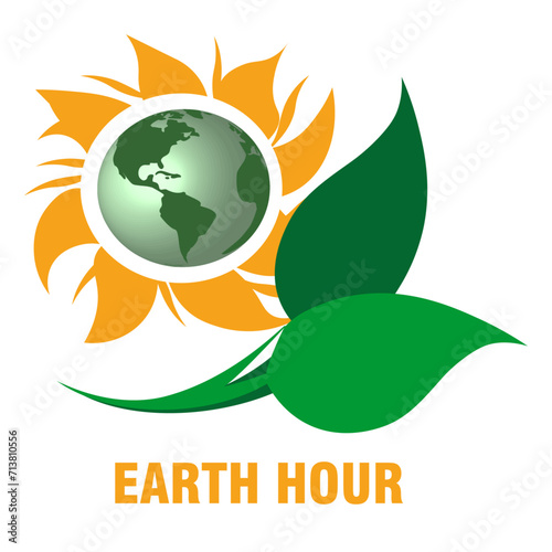 earth hour, environment protection, green life concept, vector illustration