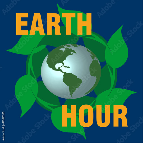 earth hour, environment protection, green life concept, vector illustration