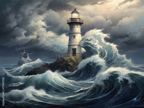 Lighthouse during a storm