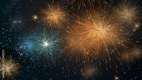 Beautiful fireworks background at night for holiday decoration