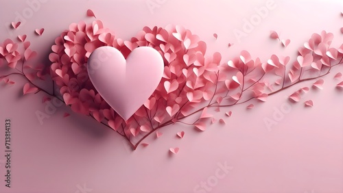 pink valentine s day background With a beautiful heart shape love concept In the Valentine s Day festival happy holiday background