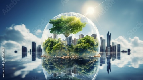 Eco-friendly green economy. carbon neutral and sustainable environment for smart city