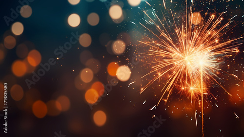 Beautiful fireworks background at night for holiday decoration