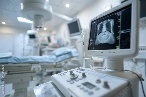 Ultrasound diagnostic machine ready for patient examinations