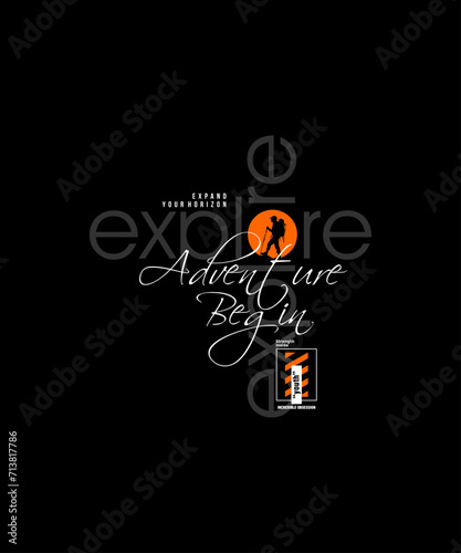 Explore, abstract typography motivational quotes modern design slogan. Vector illustration graphics for print t shirt, apparel, background, poster, banner, postcard or social media content.