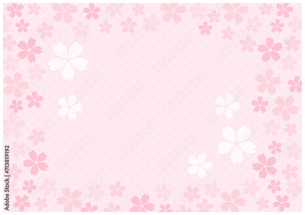 桜の花が美しい春の桜フレーム背景11和柄