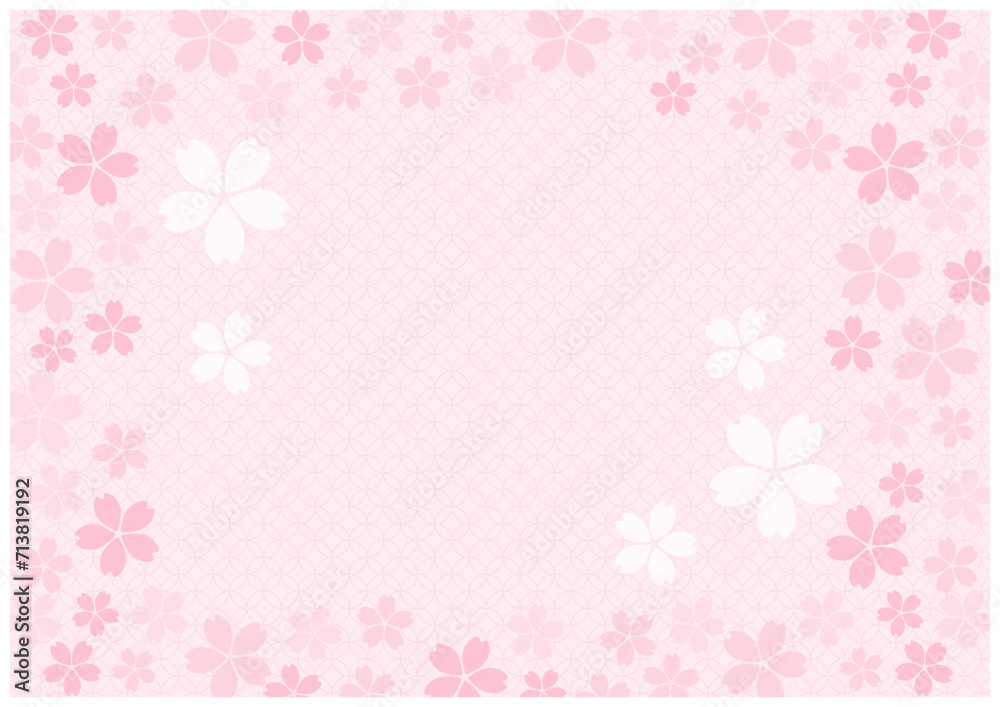 桜の花が美しい春の桜フレーム背景11和柄 桜の花が美しい春の桜フレーム背景11和柄