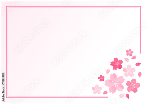 桜の花が美しい春の桜フレーム背景10グラデーション © marutan