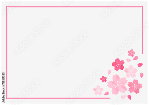 桜の花が美しい春の桜フレーム背景10薄色 © marutan