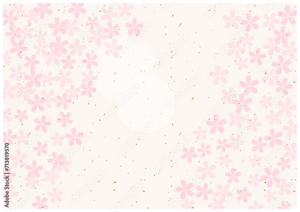 桜の花が美しい春の桜フレーム背景9和紙