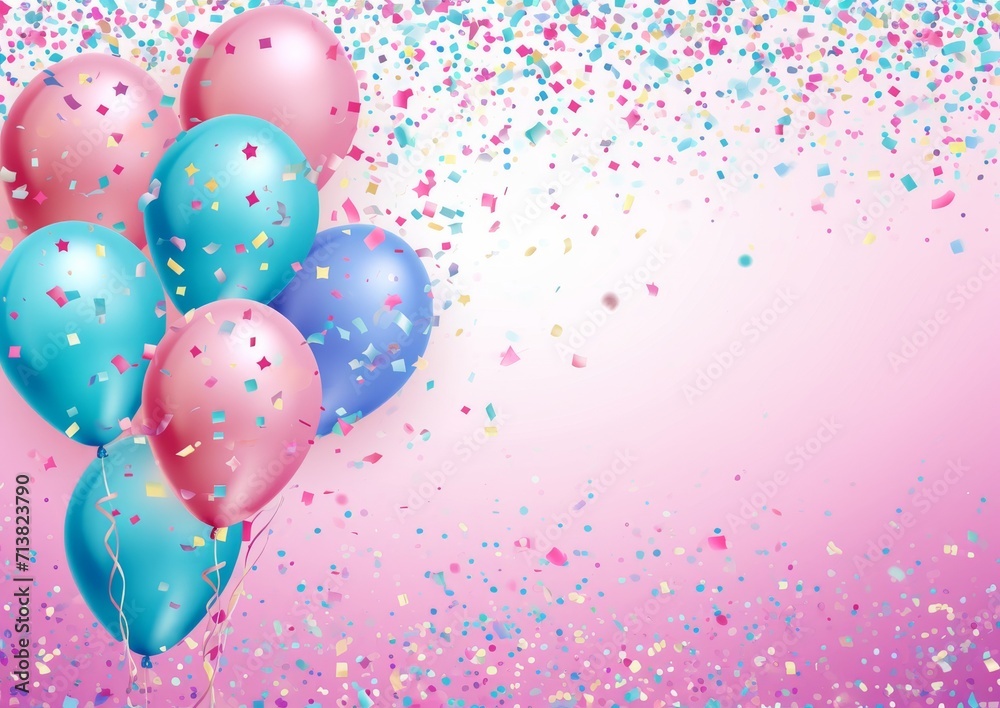 Birthday Party Card Invitation 5 x 7 Background Image Balloons Streamers Confetti Celebration Birthday Party Card Invitation 5 x 7 Background Image Balloons Streamers Confetti Celebration