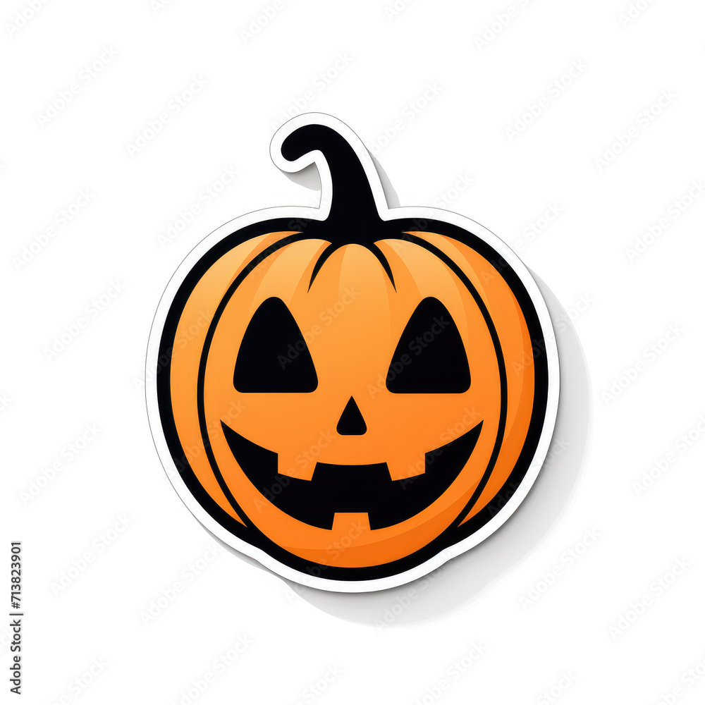 Fototapeta premium Minimalist cute halloween cartoon sticker flat design isolated on a white background
