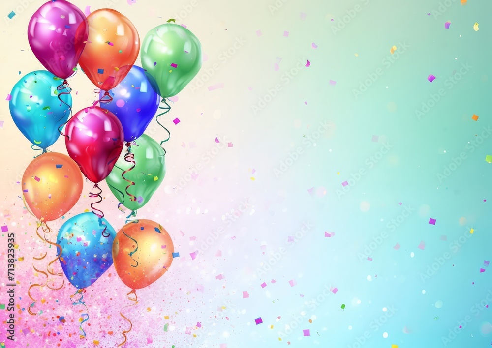 Birthday Party Card Invitation 5 x 7 Background Image Balloons Streamers Confetti Celebration Birthday Party Card Invitation 5 x 7 Background Image Balloons Streamers Confetti Celebration