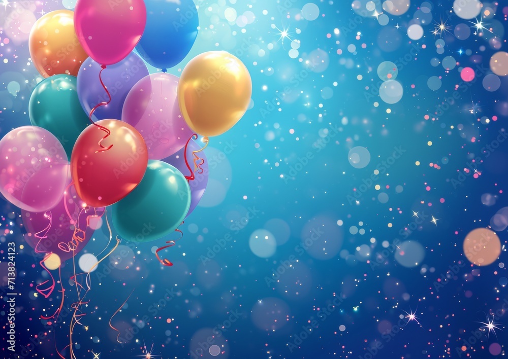 Birthday Party Card Invitation 5 x 7 Background Image Balloons Streamers Confetti Celebration Birthday Party Card Invitation 5 x 7 Background Image Balloons Streamers Confetti Celebration