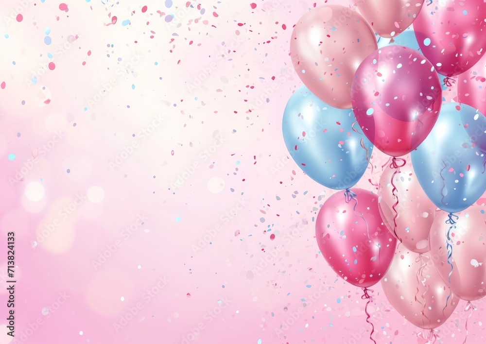 Birthday Party Card Invitation 5 x 7 Background Image Balloons Streamers Confetti Celebration Birthday Party Card Invitation 5 x 7 Background Image Balloons Streamers Confetti Celebration