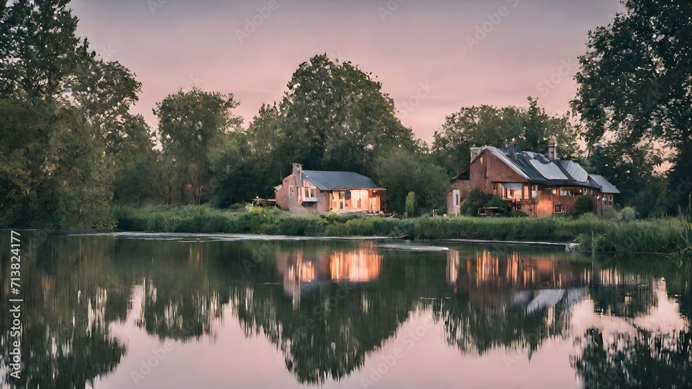 Home In River Background Very Cool