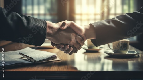 business people shaking hands in the office