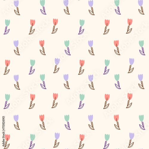 tulip seamless parttern. Pattern for textiles, wrapping paper, wallpapers, backgrounds