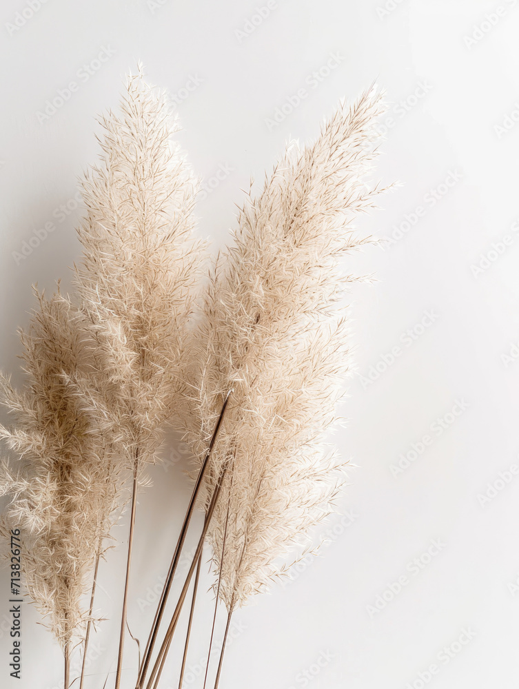 Pampas fluffy grass twigs on a white background Pampas fluffy grass twigs on a white background