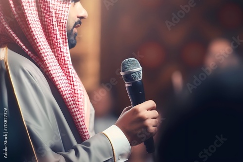 Arab Muslim politicians old men speak during a political debate