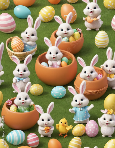 set of easter rabbits