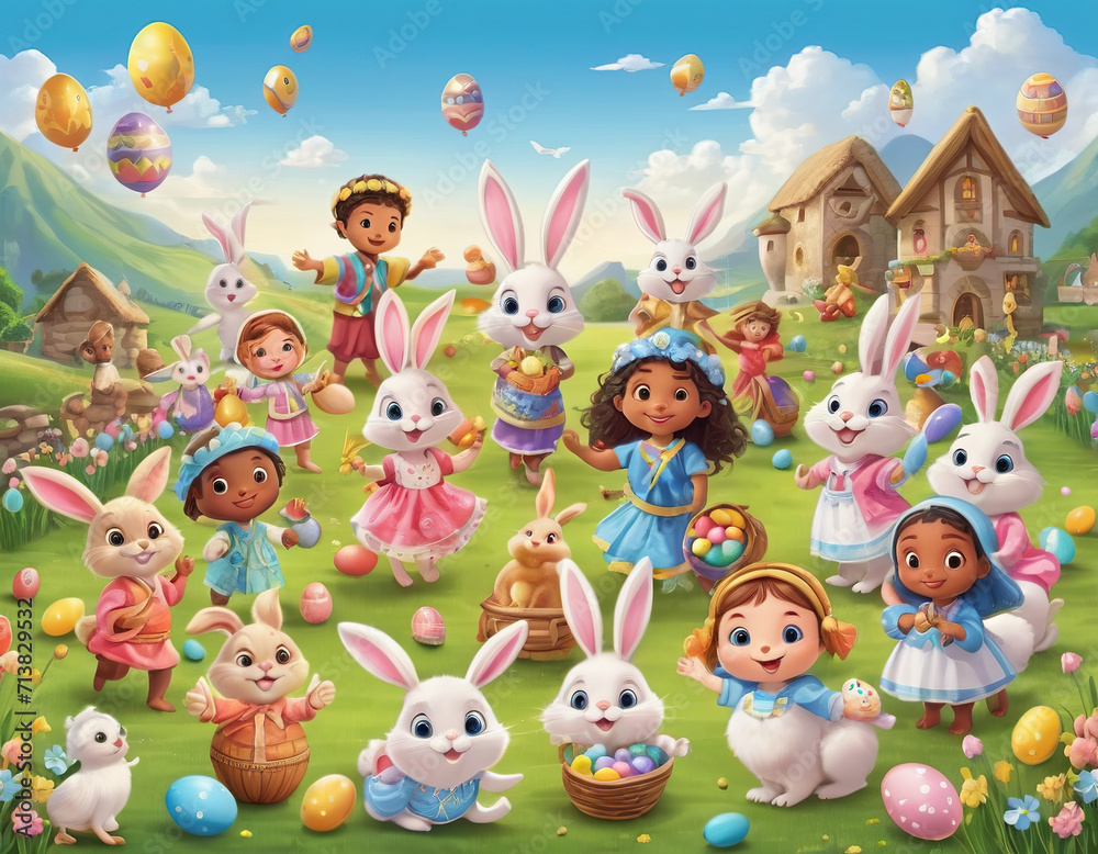 easter bunny and eggs easter bunny and eggs