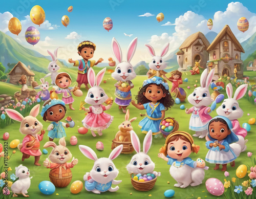 easter bunny and eggs