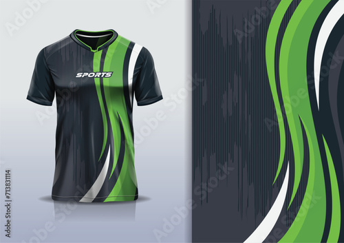 Sport jersey template mockup curve design for football soccer, racing, running, e sports, green color