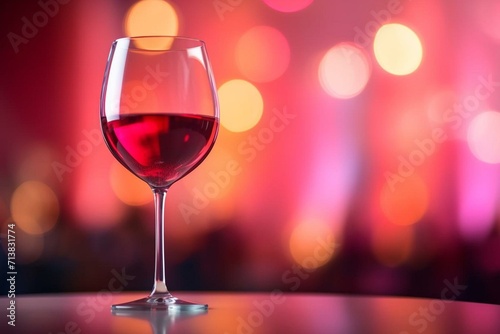Closeup glass of red drink at a celebration party with a beautiful gradient background. Generative AI