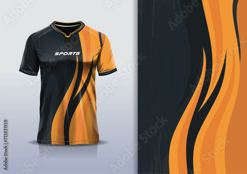 Sport jersey template mockup curve design for football soccer, racing, running, e sports, orange color