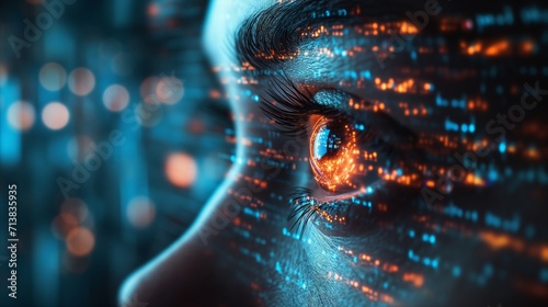 Eye of futuristic and Innovative Imagery AI and Automation use of artificial intelligence and automation in business processes, illustrating efficiency and productivity enhancements photo