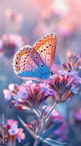 Magical Butterfly and Blossoms Wallpaper, generative ai
