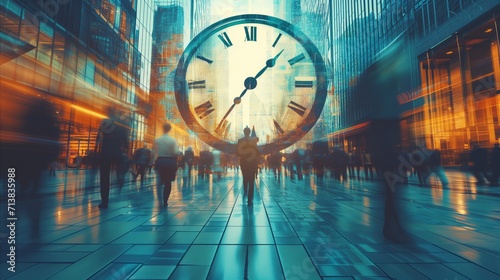 Business and Productivity scene visually represents the concept of time in the business context to productivity, efficiency, and time management. photo