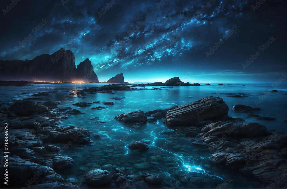 Luminous Enchantment with fantasy bioluminescence, vibrant light fantasy, ethereal glow and magical nature