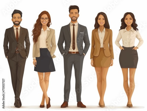 Minimalistic Illustration of Business People on White Background AI Generated