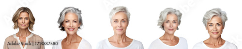 Beautiful gorgeous mid aged mature woman looking at camera on transparency background PNG