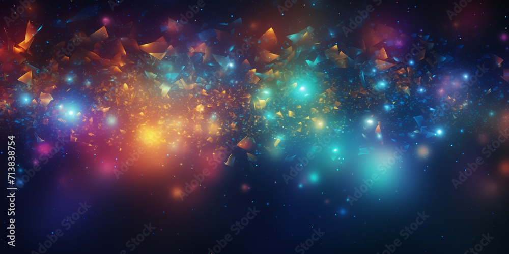Cosmic journey  with stardust and shining stars, A colorful galaxy with a blue and purple background.