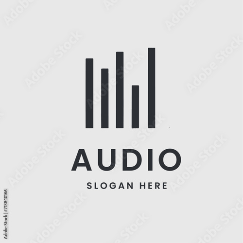 audio logo design in a monochrome simple style
