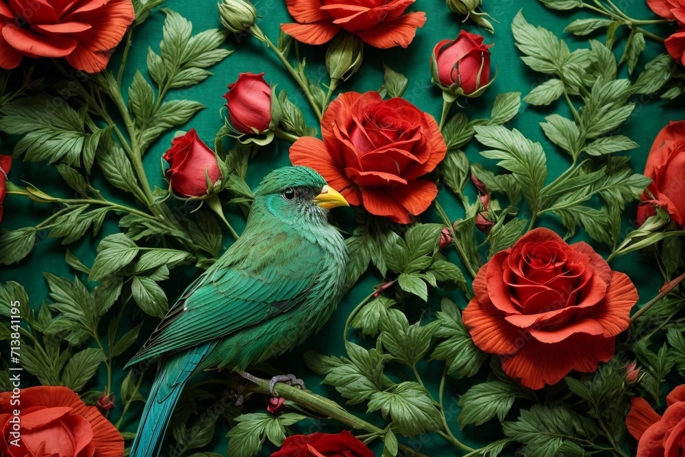 A Vivid Bloom Generative AI's Botanical Wonder with Birds and Roses A Vivid Bloom Generative AI's Botanical Wonder with Birds and Roses