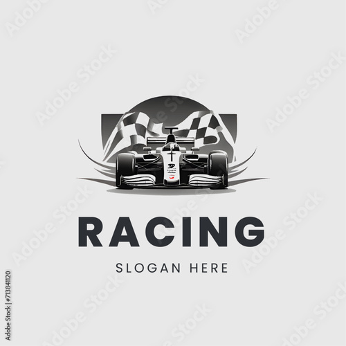 car F1 racing logo in monochrome photo