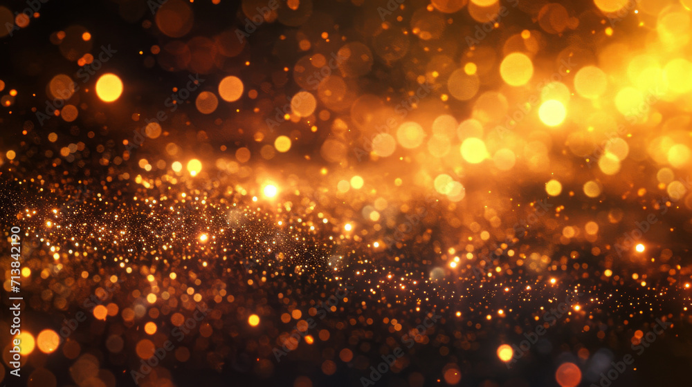 Abstract Golden Sparkle Bokeh Background.