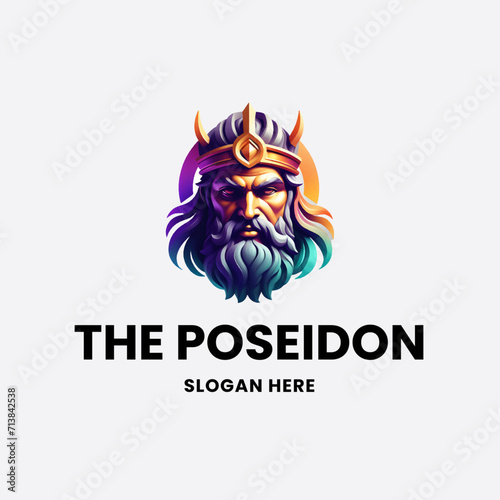 Poseidon logo design gradient style